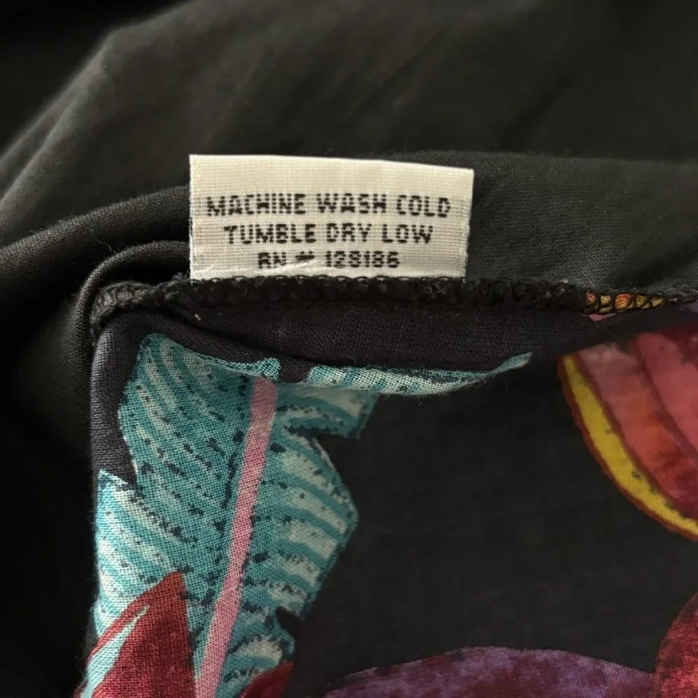 NWT KikiSol Womens M‎ Black Floral Cotton Shirt Button Down Boho Resort Vacation - Picture 6 of 15